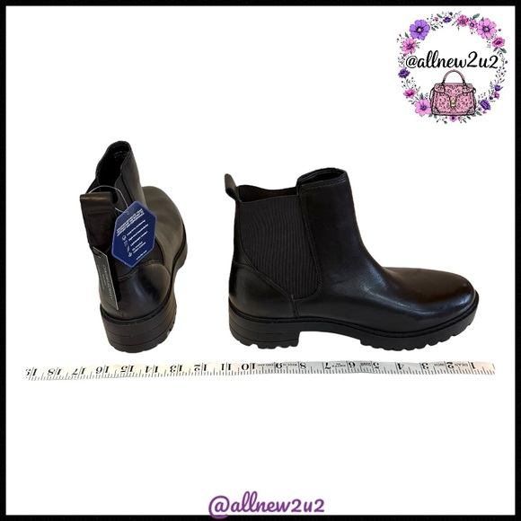 New Cynthia Rowley Black Leather Chelsea Ortholite Boots Rugged Grip Sole 7.5 - Picture 8 of 16